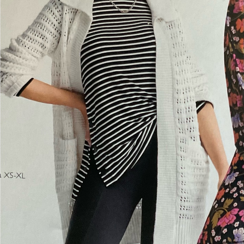 CAbi NWT White Open Stitch Cardigan #6237 XS